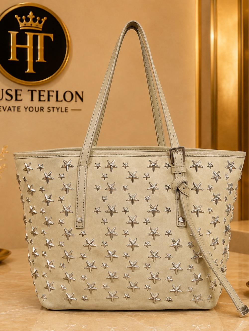Jimmy Choo Star Studded Leather Tote Bag – Made in Italy